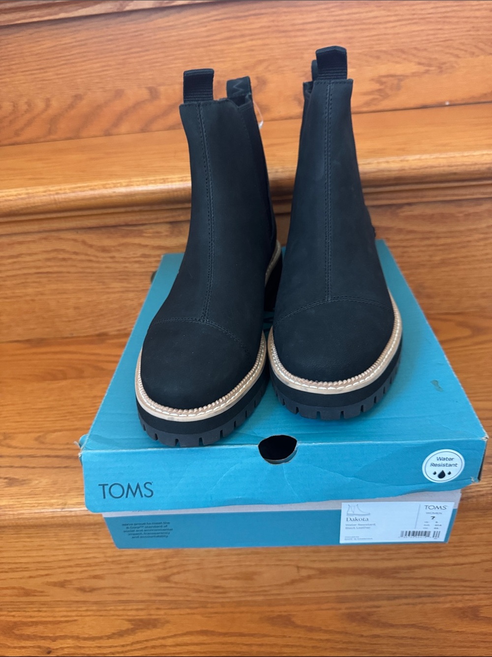 TOMS Black Chelsea Lug Booties with Contrast Welt